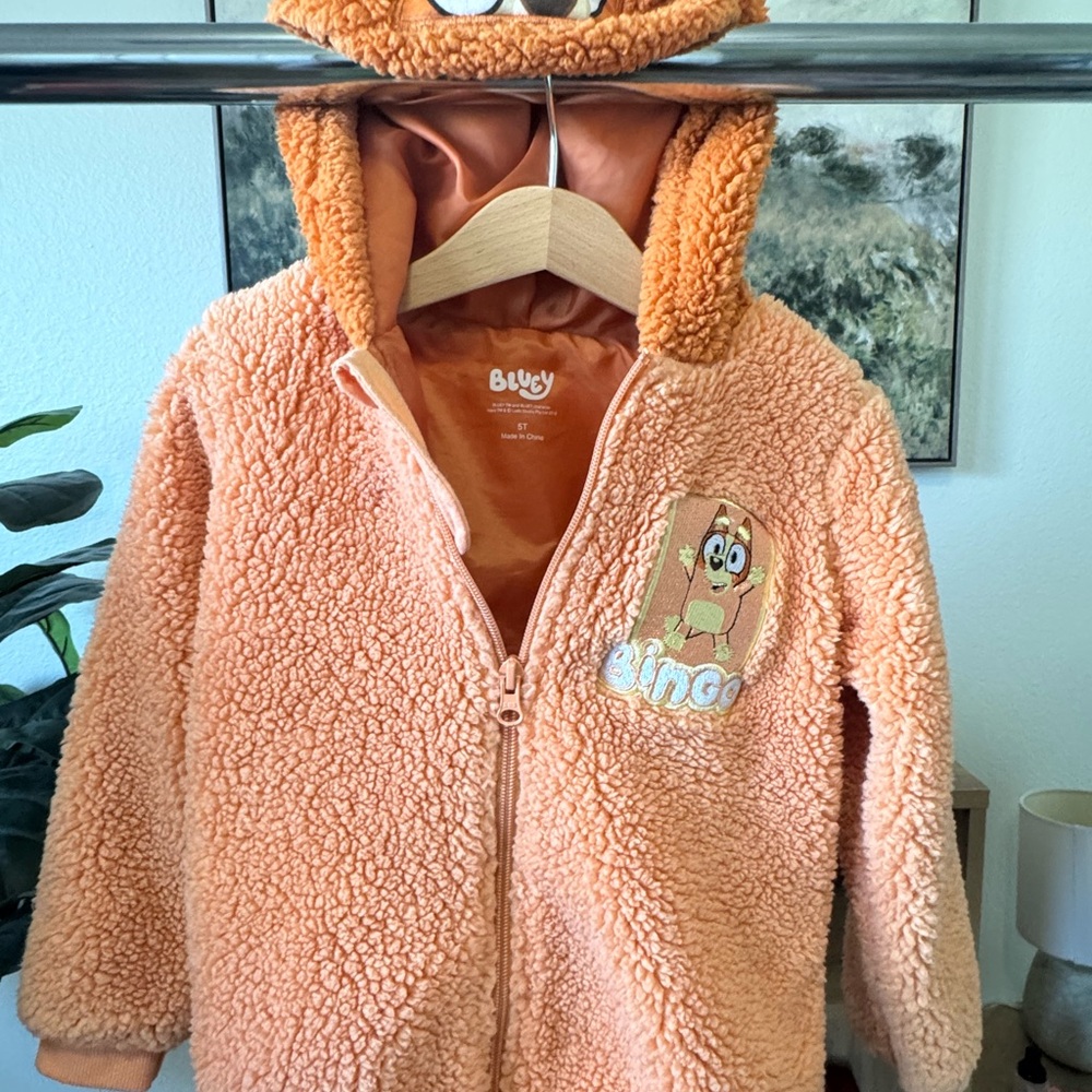 Disney Bingo (Bluey) - Orange Puffer Coat with Dog Ears
